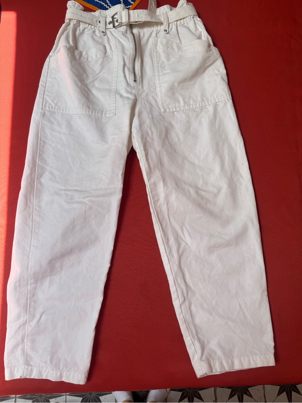 Banana Republic White Wide-Leg Pants “cargo” with Waist Belt